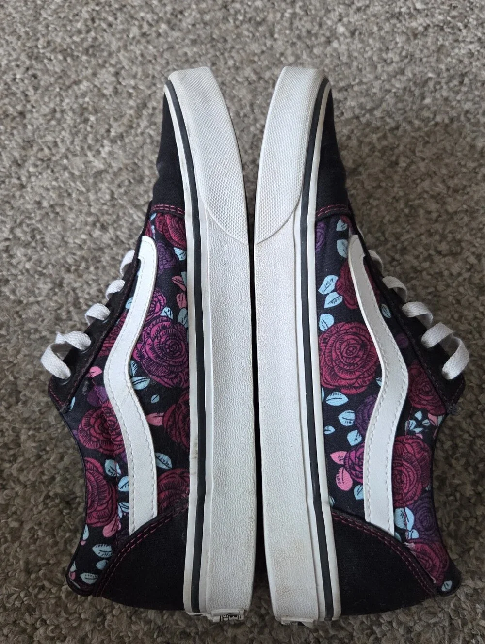 VANS Ward Romantic Floral Rose Print Sneakers Low Skate Shoes Womens Size 9.5